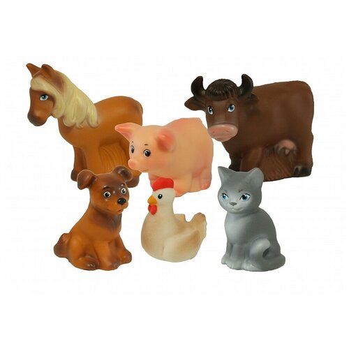 пвх набор домашние животные игрушка огонек с 1056 Резиновая игрушка «Набор Домашние животные»