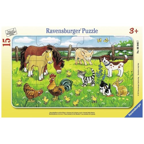 Ravensburger Животные на лугу (06046), 15 дет., зеленый/желтый