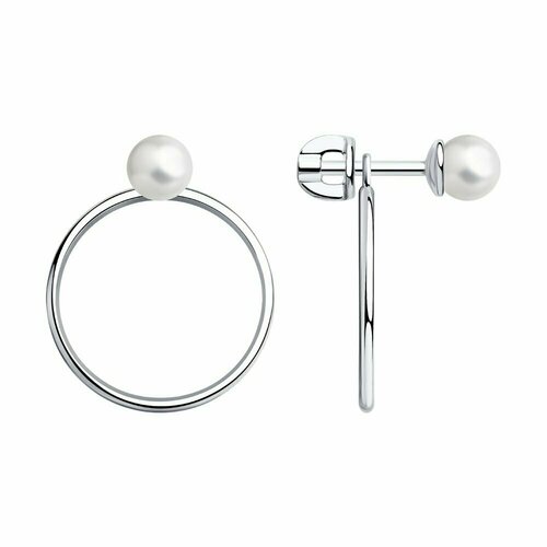 Серьги с подвесками SKLV, серебро, 925 проба, родирование, жемчуг имитация