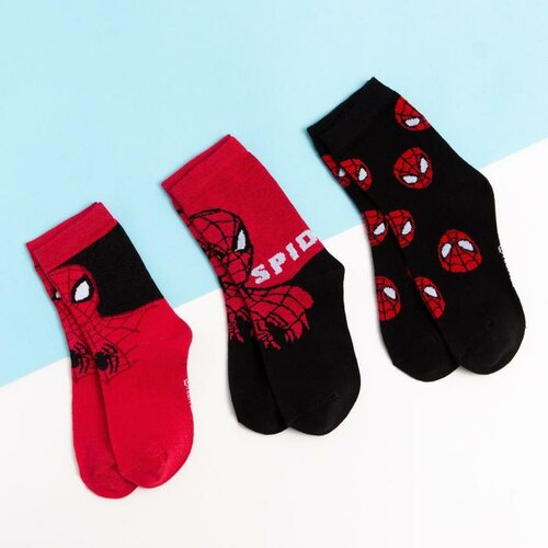 Носки Kaftan 3 пары, размер 18/20, красный, черный набор носков человек паук 2 пары красный черный 18 20 см