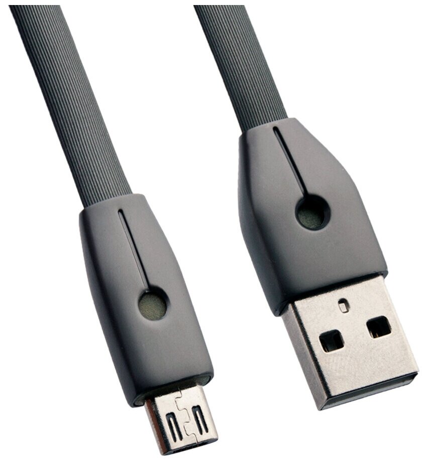 USB дата-кабель Remax Knight Cable (RC-043m) MicroUSB плоский 2.1A fast charging (1.0 м) Графитовый