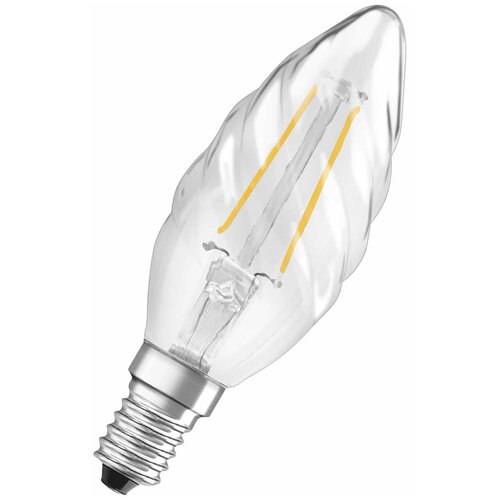 Светодиодная филаментная лампа Osram FIL LSCL BW40 4W/827 230V E14 470lm свеча прозрачная витая 4058075055391