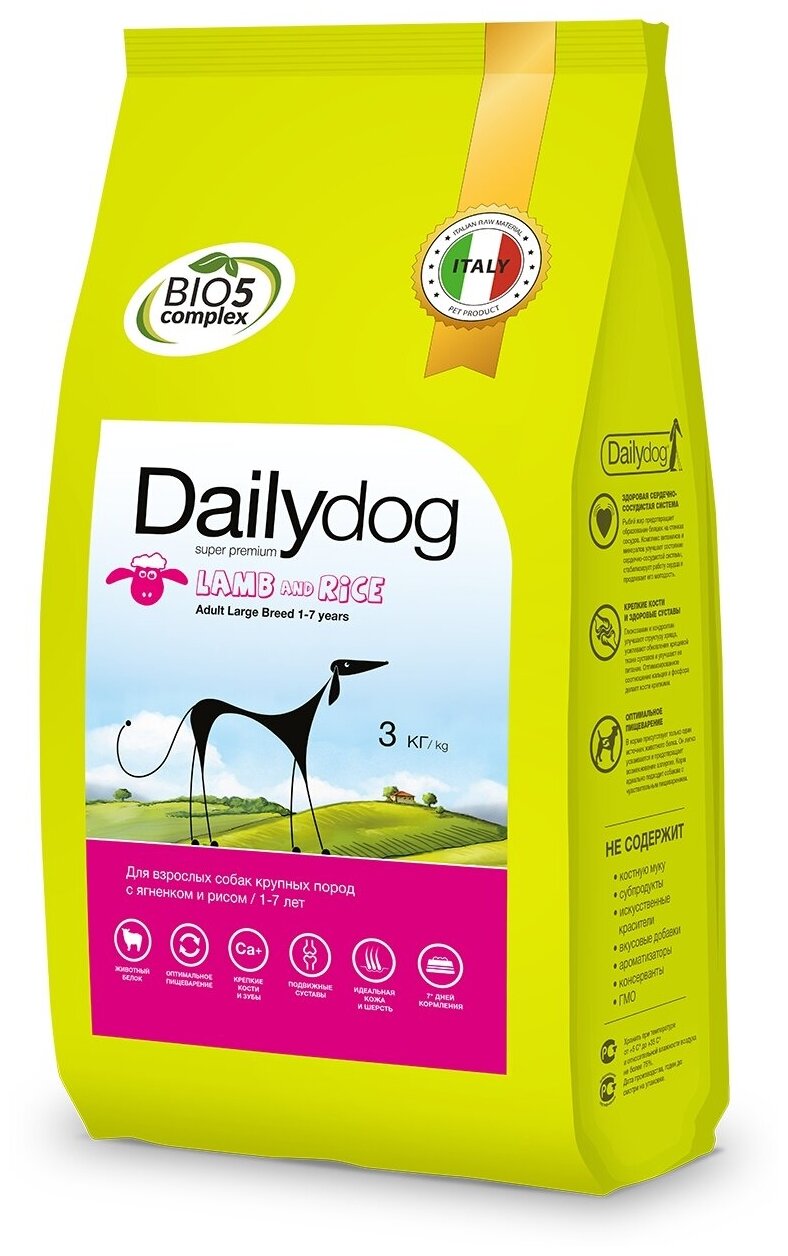 Сухой корм для собак DailyDog ягненок с рисом (для крупных пород)