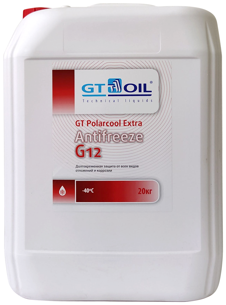 Антифриз gt polarcool extra g12 красный, 20 кг, gt oil, 4634444008740