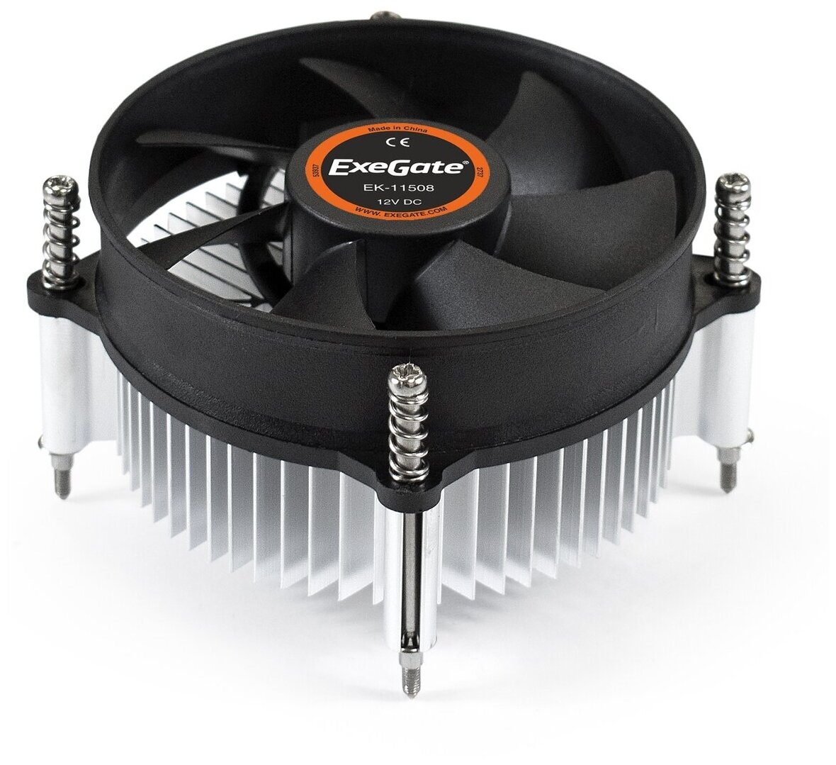 Кулер для процессора ExeGate EK-11508 (Al, LGA1150/1151/1155/1156/1200, TDP 75W, Fan 90mm, 2200RPM, Hydro bearing, 3pin, 22db, 230г, с термопастой, на винтах