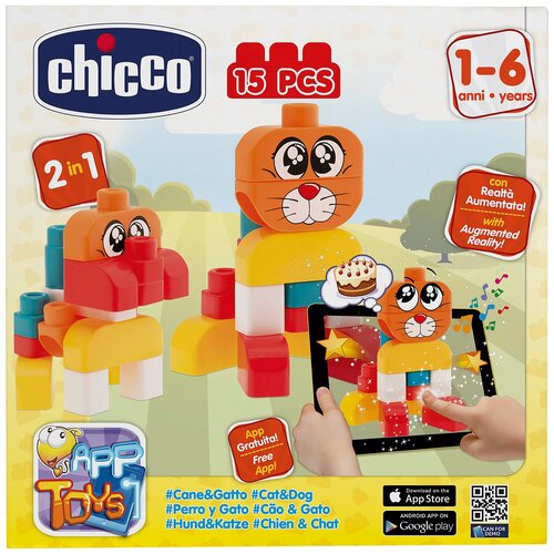 Конструктор Chicco App Toys 02306 Пес и кот, 15 дет.