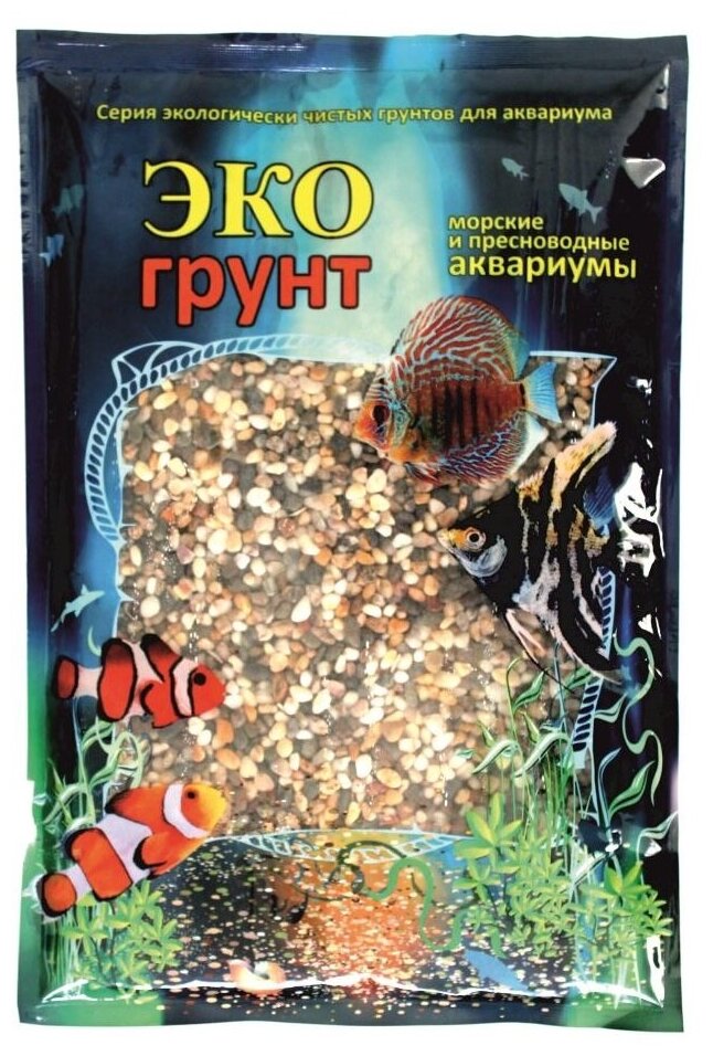 Грунт для аквариума Феодосия галька №0, 2 - 5 мм ЭКОгрунт (3,5 кг)