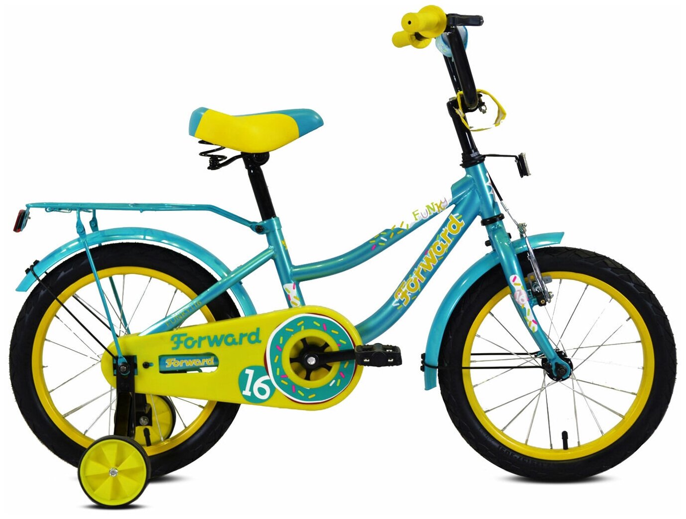 Детский велосипед FORWARD Funky 16 (2020) бирюзовый/желтый (требует финальной сборки)