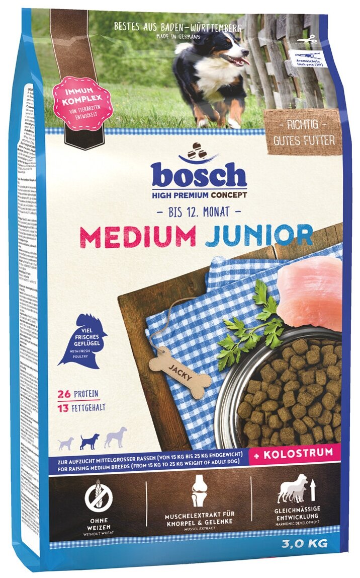 Сухой корм для щенков Bosch Junior 3 кг (для средних пород)