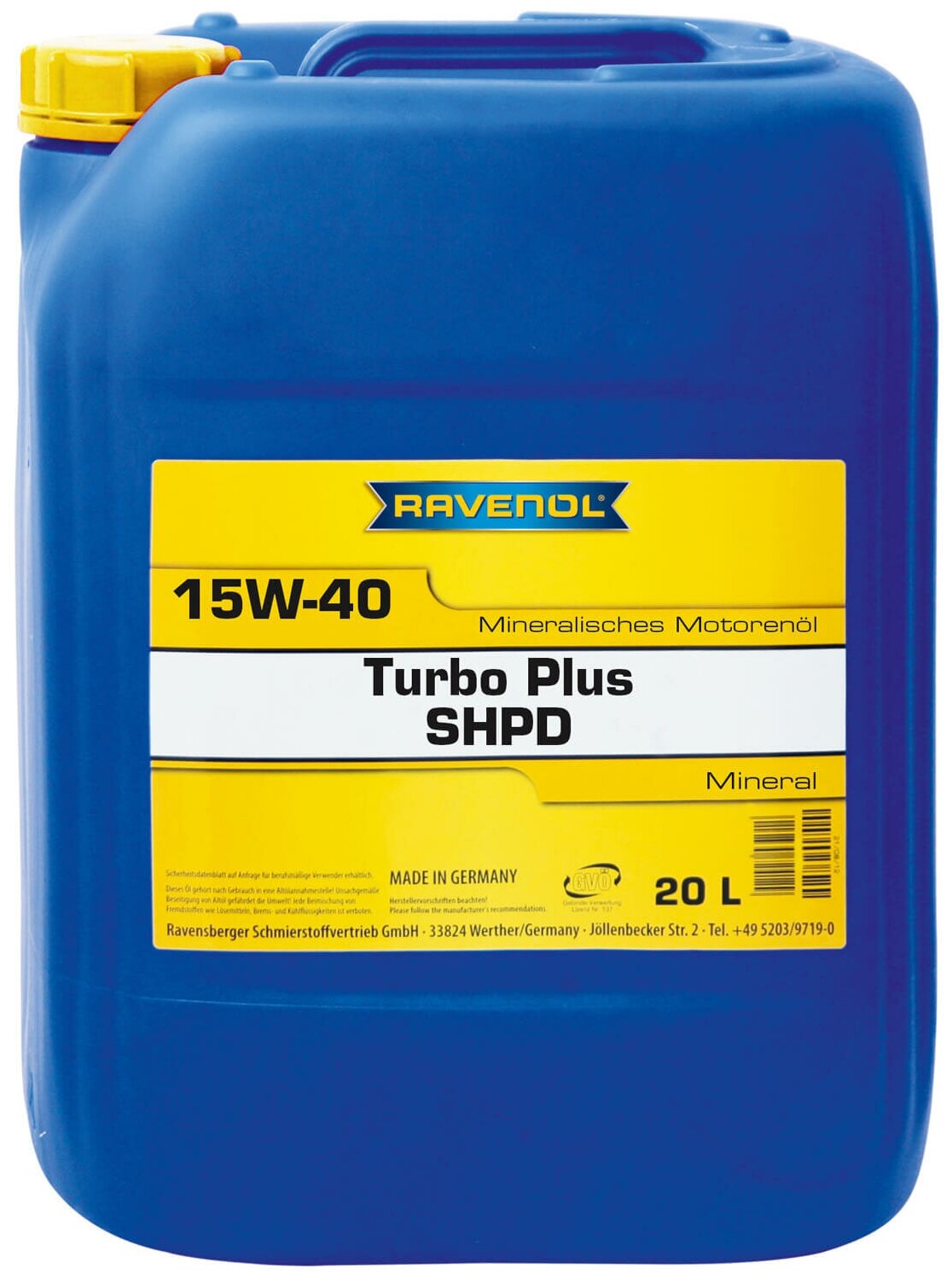 Моторное масло RAVENOL Turbo plus SHPD SAE 15W-40 (20л) ecobox