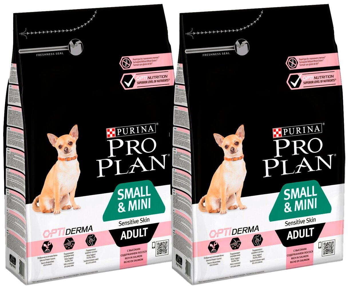 PRO PLAN ADULT DOG OPTIDERMA SMALL & MINI SENSITIVE SKIN для взрослых собак маленьких пород с чувствительной кожей с лососем и рисом (7 + 7 кг)