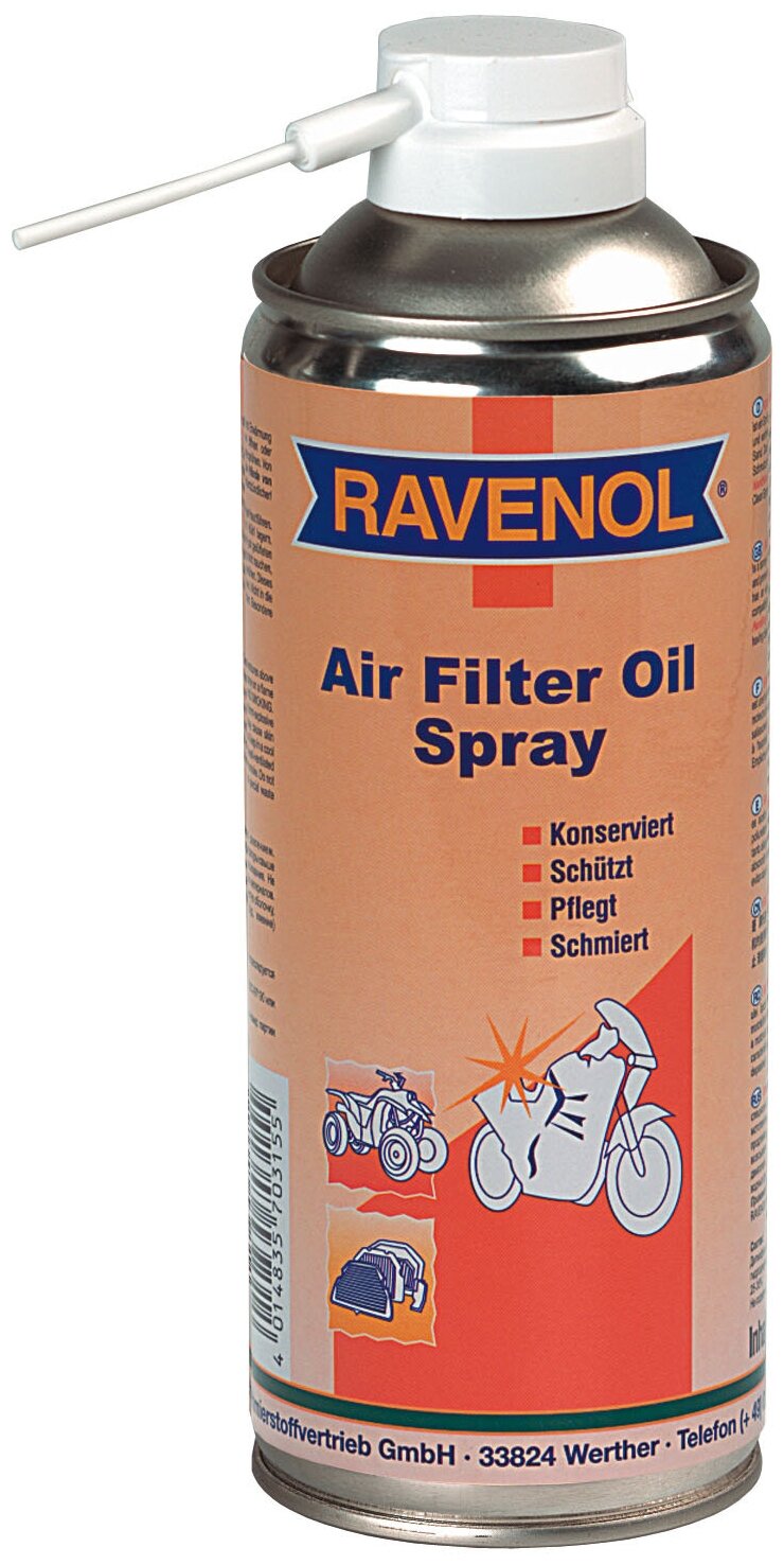 4014835703155 RAVENOL Масло-спрей пропит. для поролон.фильтров Air Filter Oil-Spray (0 4л)