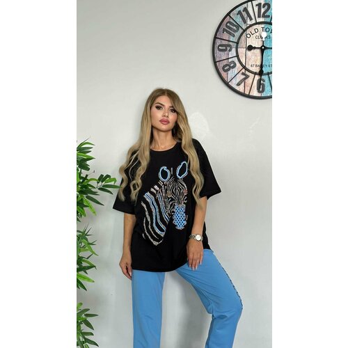 фото Костюм , футболка и брюки, размер s, зеленый, черный без бренда