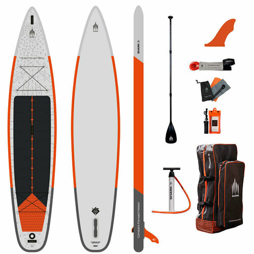 фото Cап борд надувной двухслойный shark touring xplor 12.6x30x5 2023 (381x76x12 см) / sup board, сапборд, доска для сап серфинга