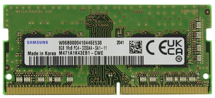 Оперативная память Samsung 8 ГБ DDR4 3200 МГц SODIMM CL22 M471A1K43EB1-CWE
