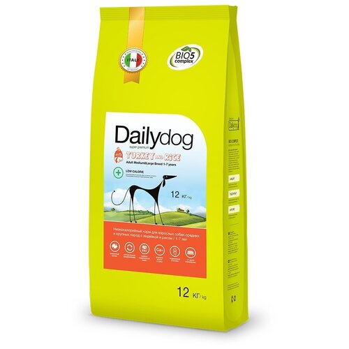 Сухой корм для собак DailyDog низкокалорийный, индейка, с рисом 1 уп. х 1 шт. х 12 кг (для средних и крупных пород) сухой корм для собак dailydog casual line ягненок индейка с рисом 1 уп х 1 шт х 20 кг для средних и крупных пород