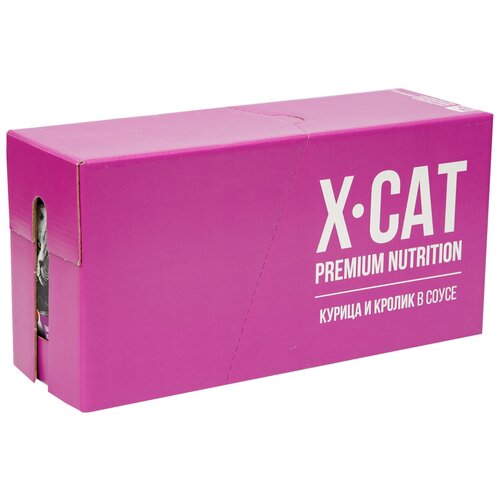 Влажный корм для кошек X-CAT с курицей, с кроликом 24 шт. х 85 г (кусочки в соусе)