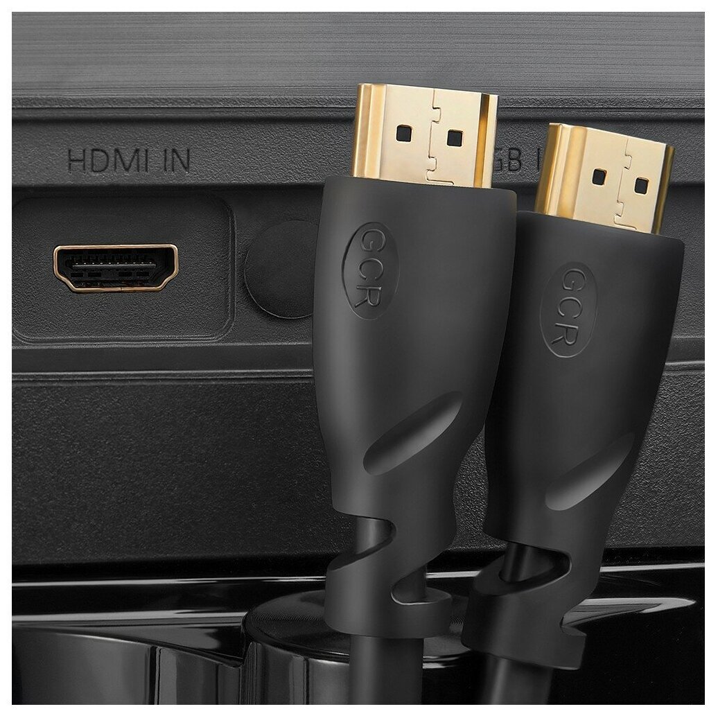 Greenconnect Кабель 5.0m HDMI версия 2.0, HDR 4:2:2, Ultra HD, 4K 60 fps 60Hz/5K*30Hz, 3D, AUDIO, 18.0 Гбит/с, 28/28 AWG, OD7.3mm, тройной экран, черный, красные коннекторы, GCR-HM351-5.0m Greenconnec - фото №3