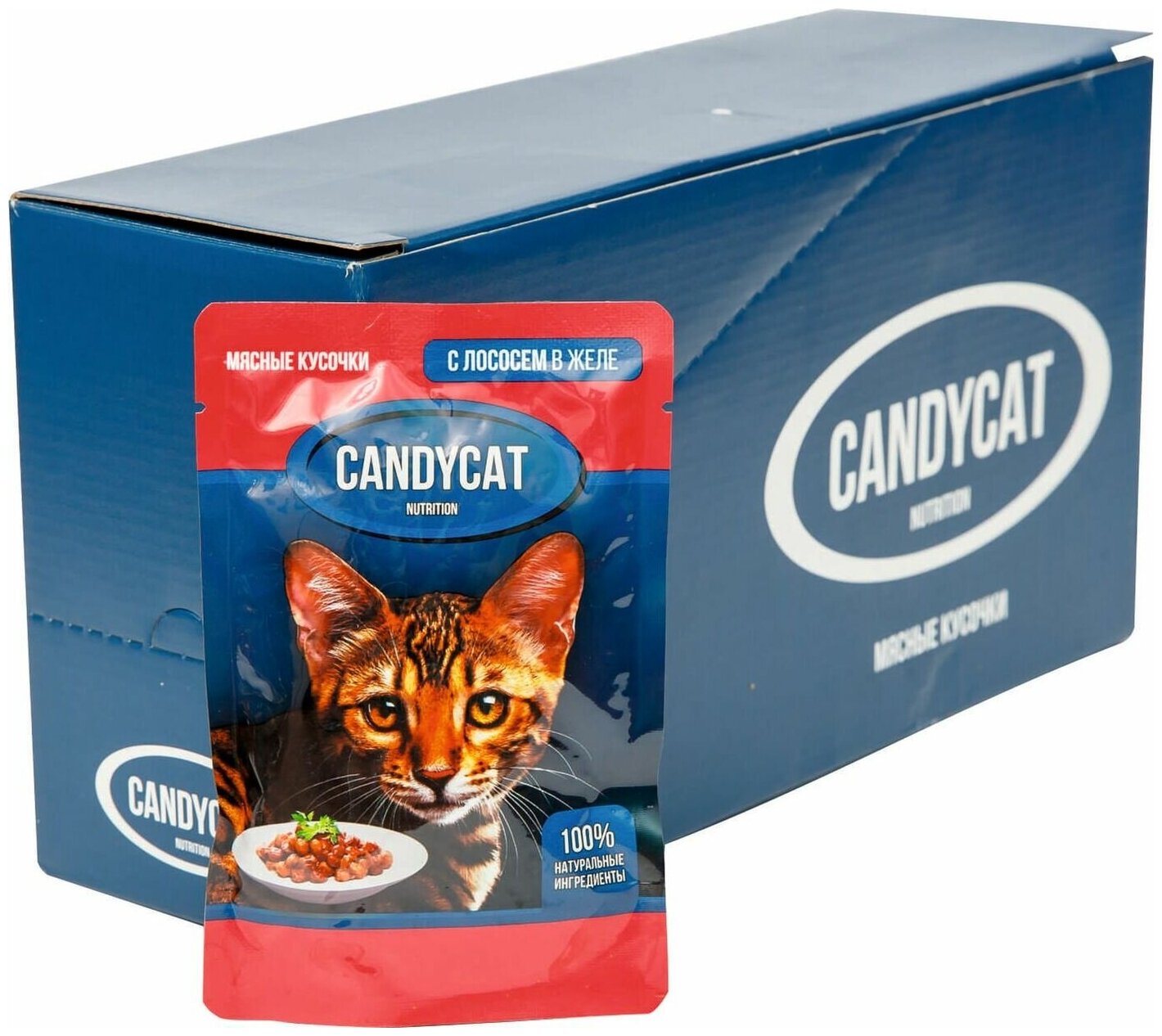 Консервы для кошек CANDYCAT лосось в желе, 85 г х 24 шт - фотография № 1