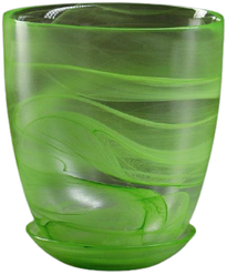 Горшок NinaGlass с поддоном Гармония 15,5 х 15,5 х 17 см зеленый