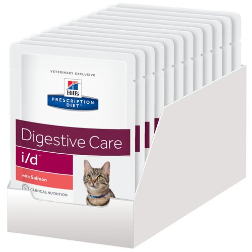Корм для кошек HILLS Hill's Prescription Diet I/D Digestive Care профилактика желудочно-кишечного тракта, с лососем 12шт*85г