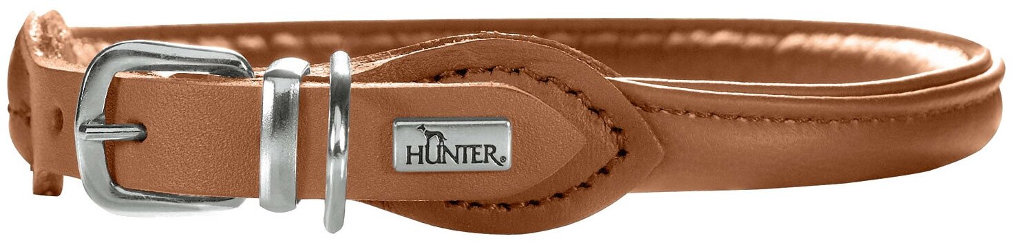 Hunter ошейник для собак Round&Soft Elk 37/6 (30-33 см), коньяк, кожа лося .