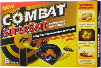 Приманка Combat SuperBait от тараканов, 6 шт.