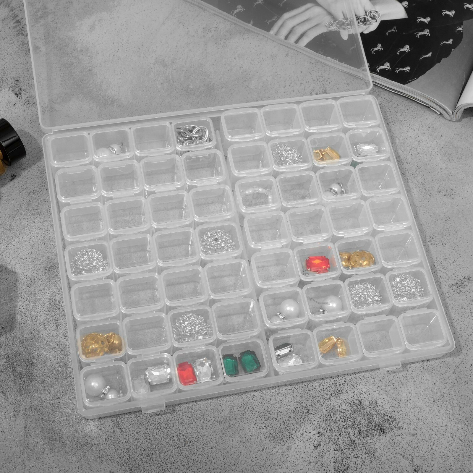 фото Подставка под украшения с футлярами 56 места, 17*22 см, цвет прозрачный 9628159