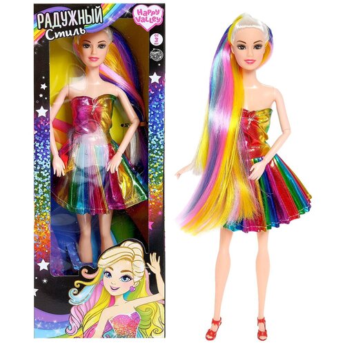 фото Кукла модель шарнирная «радужный стиль», в платье happy valley