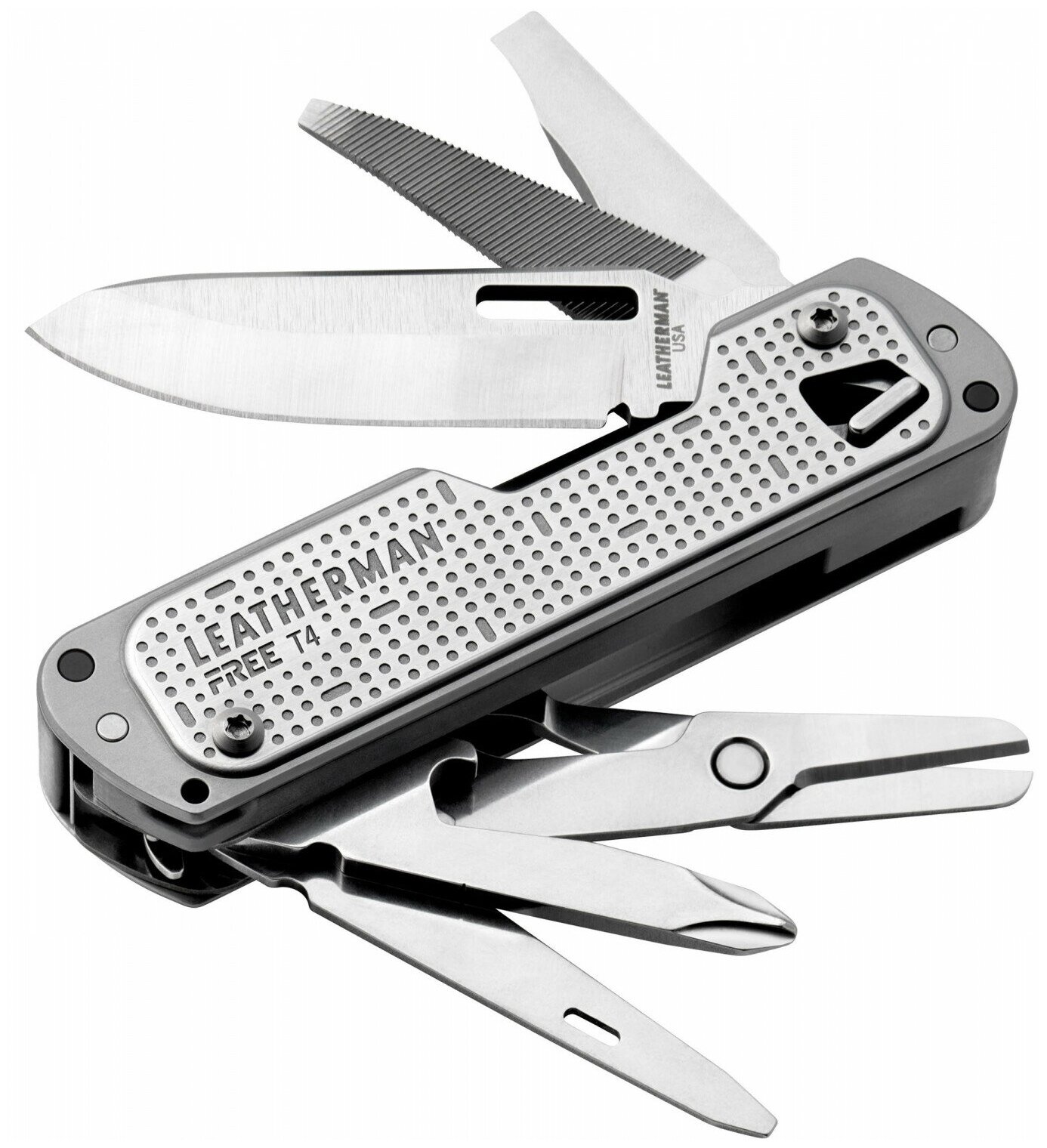 Мультитул LEATHERMAN Free T4, 12 функций, серебристый [832686] - фото №1