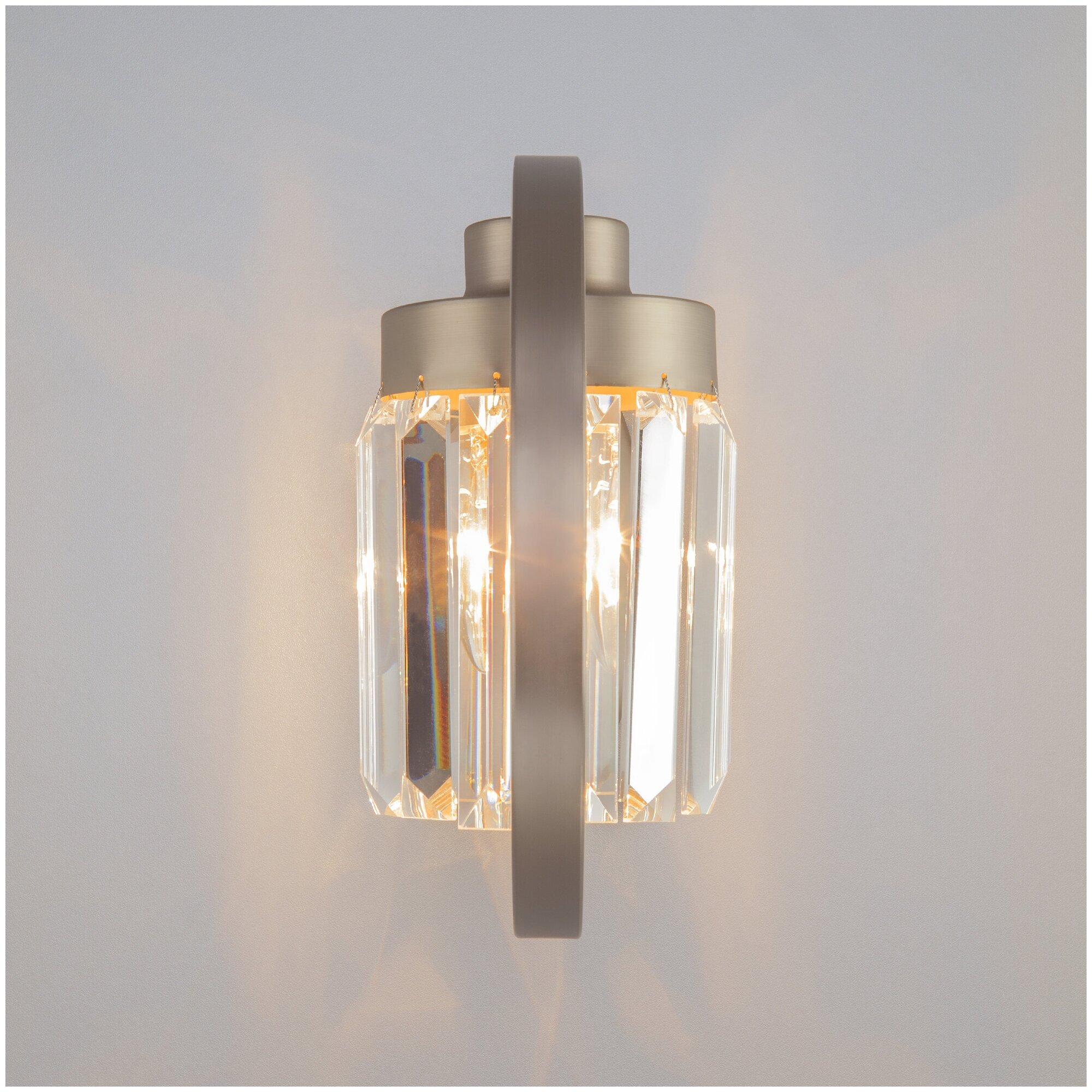 10095/1 сатин-никель/прозрачный хрусталь Strotskis Бра с хрусталем Eurosvet Loraine Евросвет - фото №5