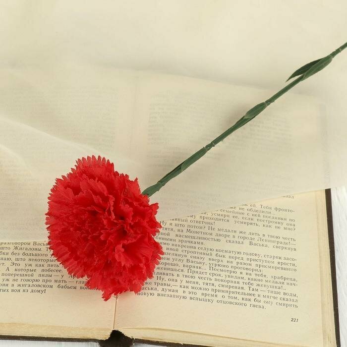 Цветы искусственные Гвоздика красная 46 см, d цветка 8 см 10 шт