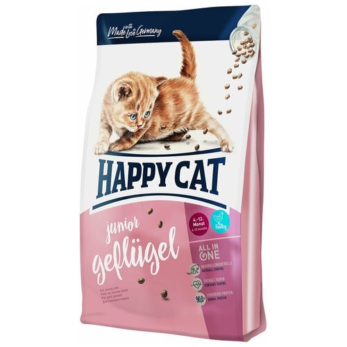 Корм сухой Happy Cat Junior для подрастающих котят с домашней птицей 10 кг