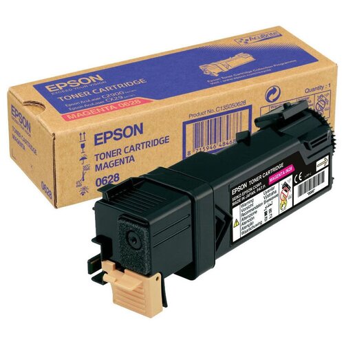 Картридж Epson C13S050628, 2500 стр, пурпурный c13s050040 тонер картридж epson aculaser c8500 c8600 пурпурный емкость 5500 страниц