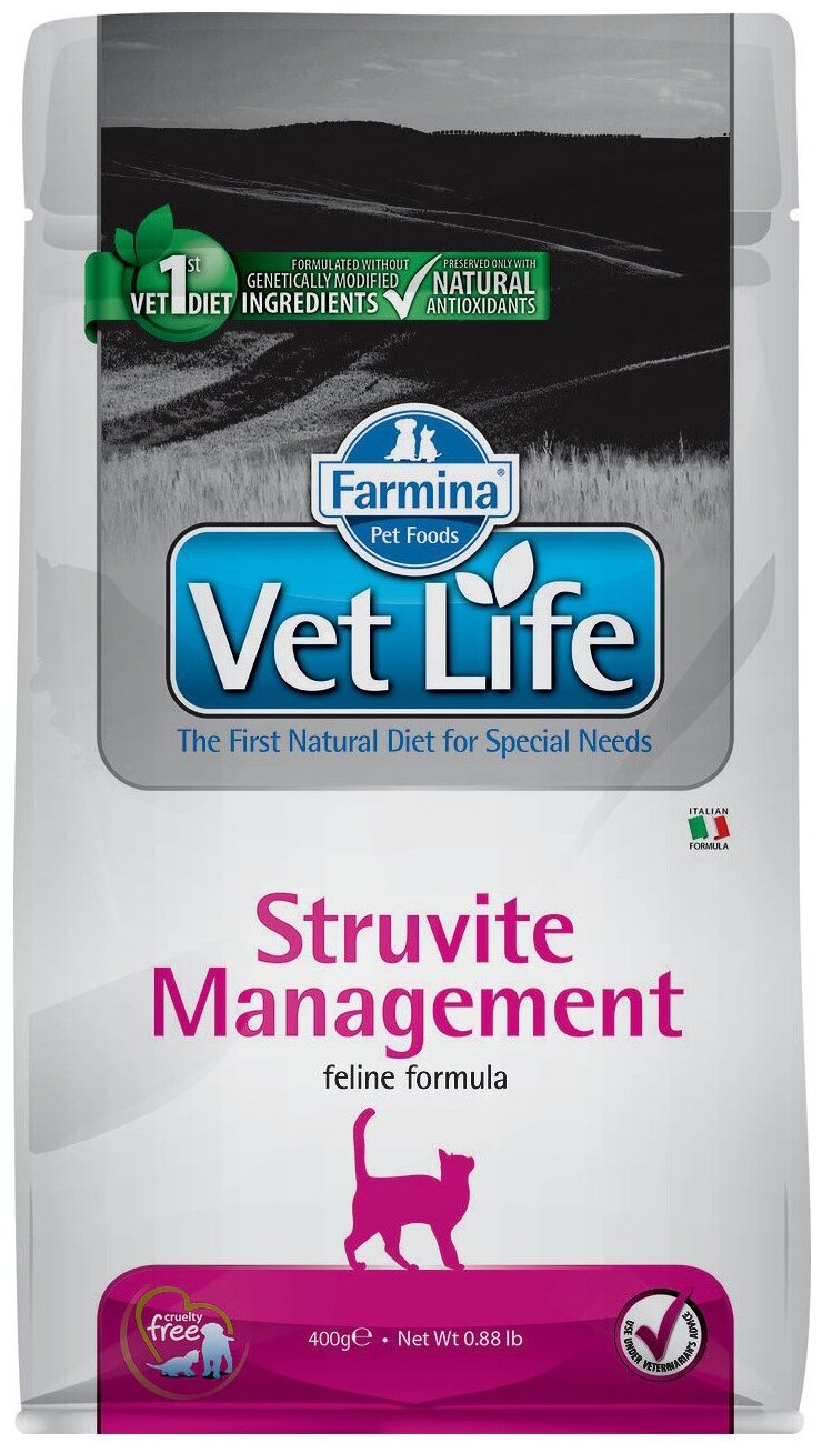 Farmina (Фармина) Vet Life Cat Struvite Management 0,4кг х 2шт при МКБ сухой для кошек