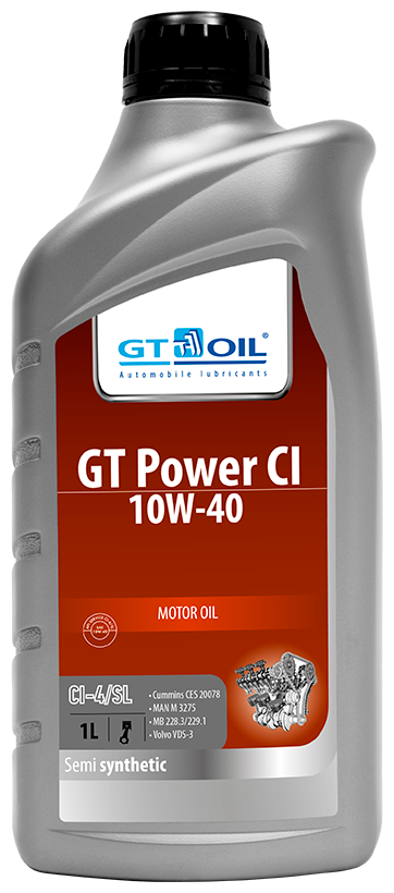 Масло моторное 10w40 gt oil 1л полусинтетика gt power ci, gt oil, 8809059407851