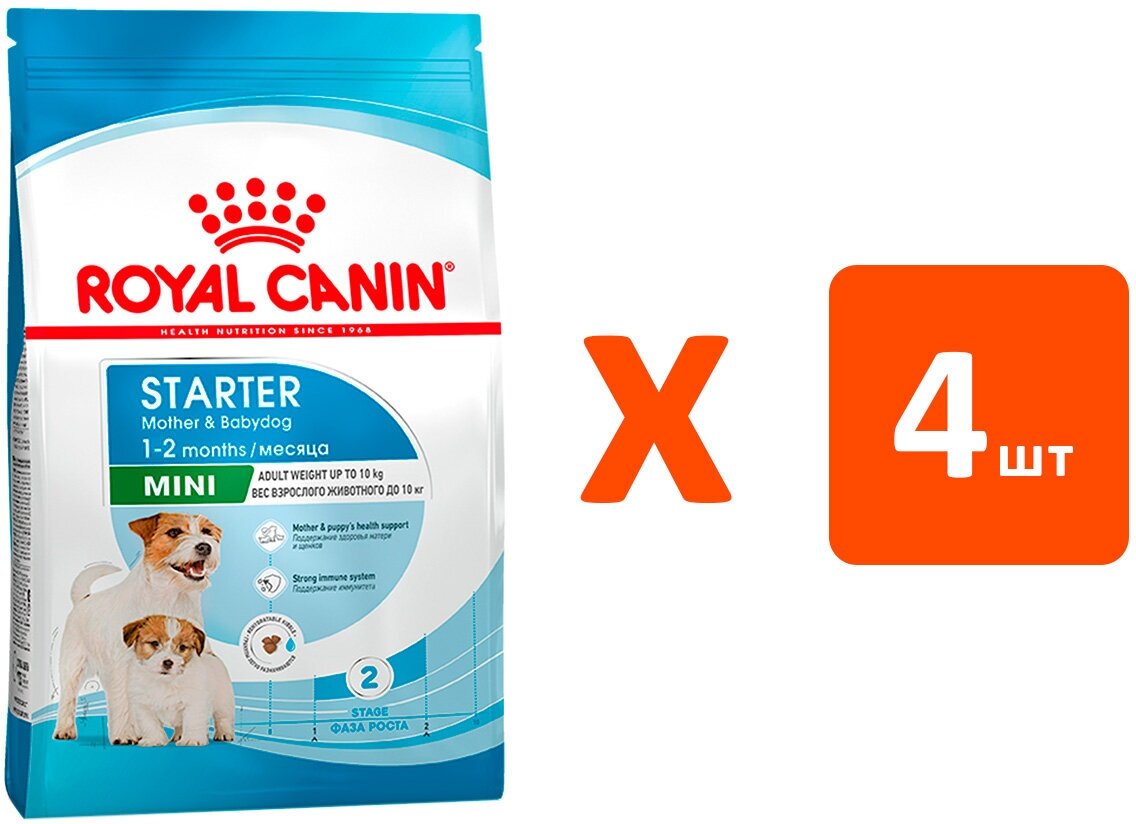 ROYAL CANIN MINI STARTER для щенков маленьких пород до 2 месяцев, беременных и кормящих сук (3 кг х 4 шт)