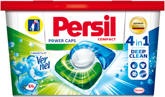 Persil капсулы Power Caps Свежесть от Vernel 4 in 1, контейнер, 14 шт.