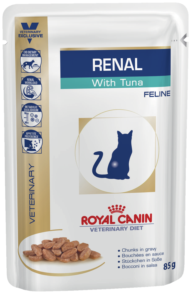 Влажный корм для кошек Royal Canin Renal, при проблемах с почками, с тунцом 6 шт. х 85 г (кусочки в соусе) - фотография № 2