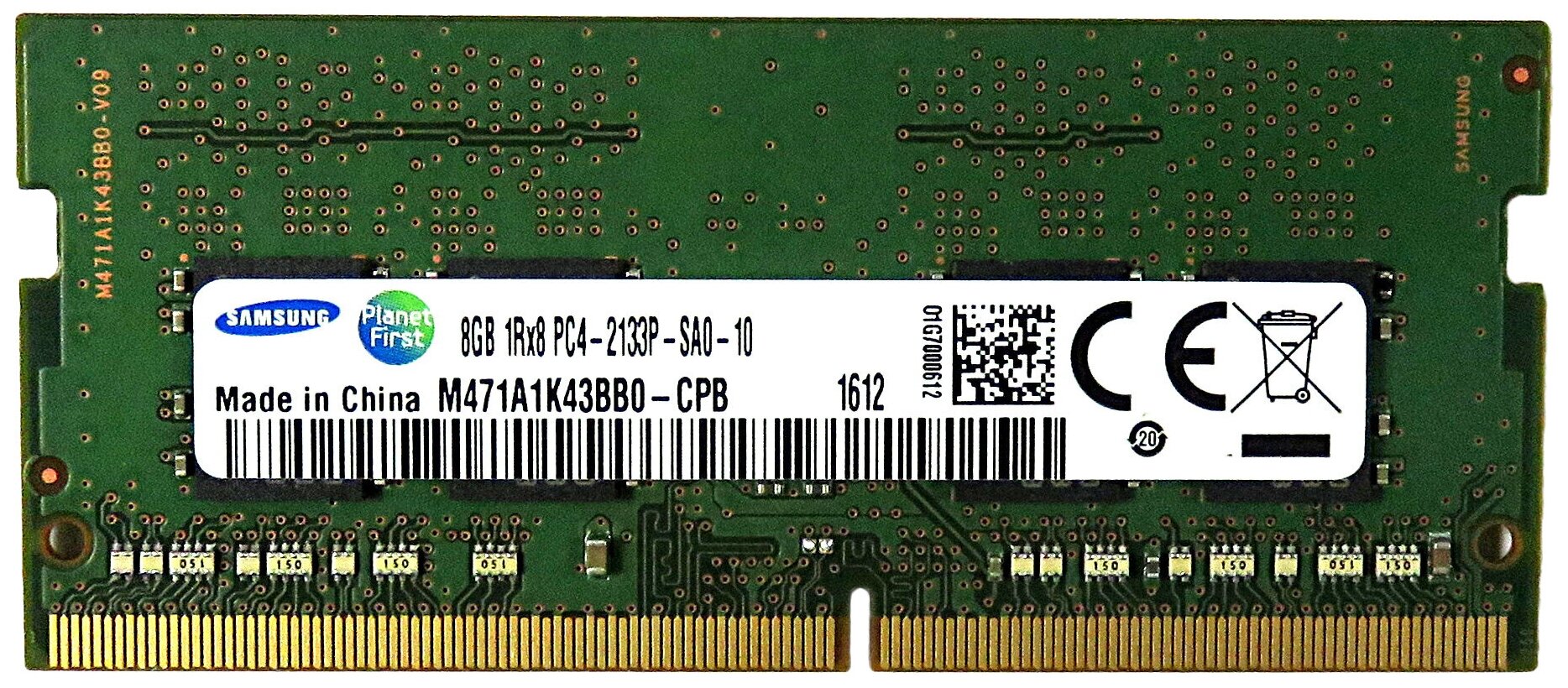 Оперативная память Samsung 8 ГБ DDR4 2133 МГц SODIMM CL15 M471A1K43BB0-CPB