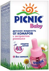 Жидкость для фумигатора Picnic Baby от комаров с экстрактом ромашки, 30 мл, 45 ночей