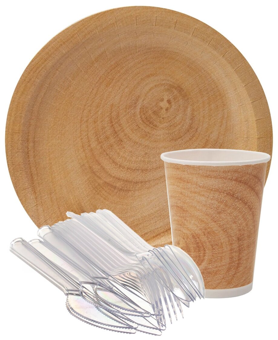 Набор одноразовой посуды и столовых приборов на 6 персон, Пикничок - фотография № 1
