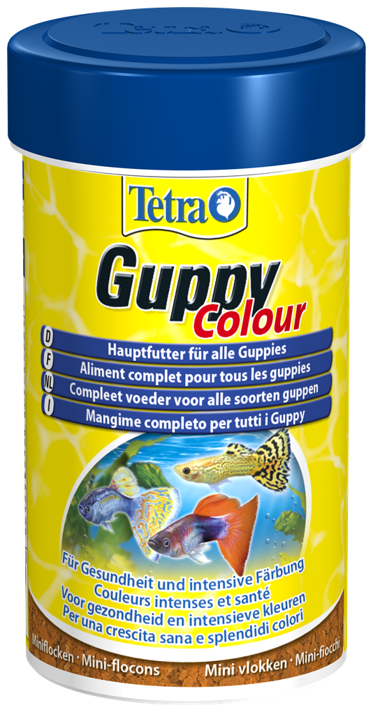 Корм для аквариумных рыб Tetra Guppy Colour Mini Flakes 100 мл (хлопья мини) - фотография № 1