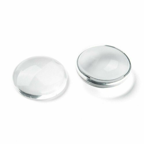 Кабошоны стеклянные круглые, 20 шт, прозрачный, 18х5 мм