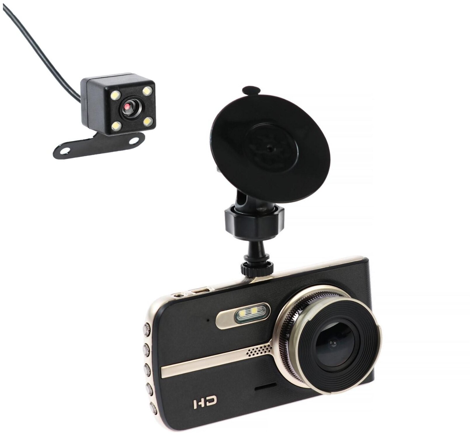Видеорегистратор, 2 камеры, WDR 2К HD 1080P, TFT 4, обзор 120°