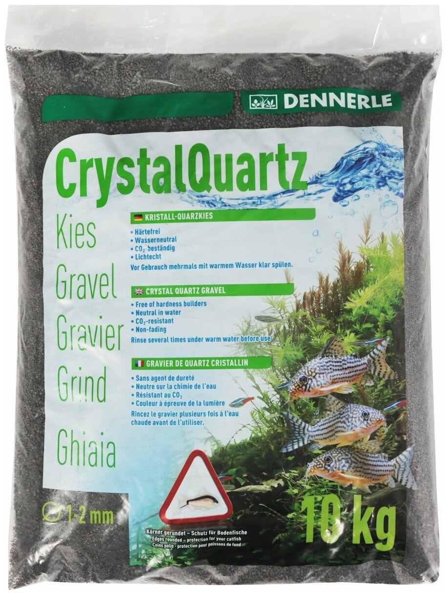 Грунт для аквариума Dennerle Crystal Quartz Gravel темно-серый 1 – 2 мм (10 кг) - фотография № 1
