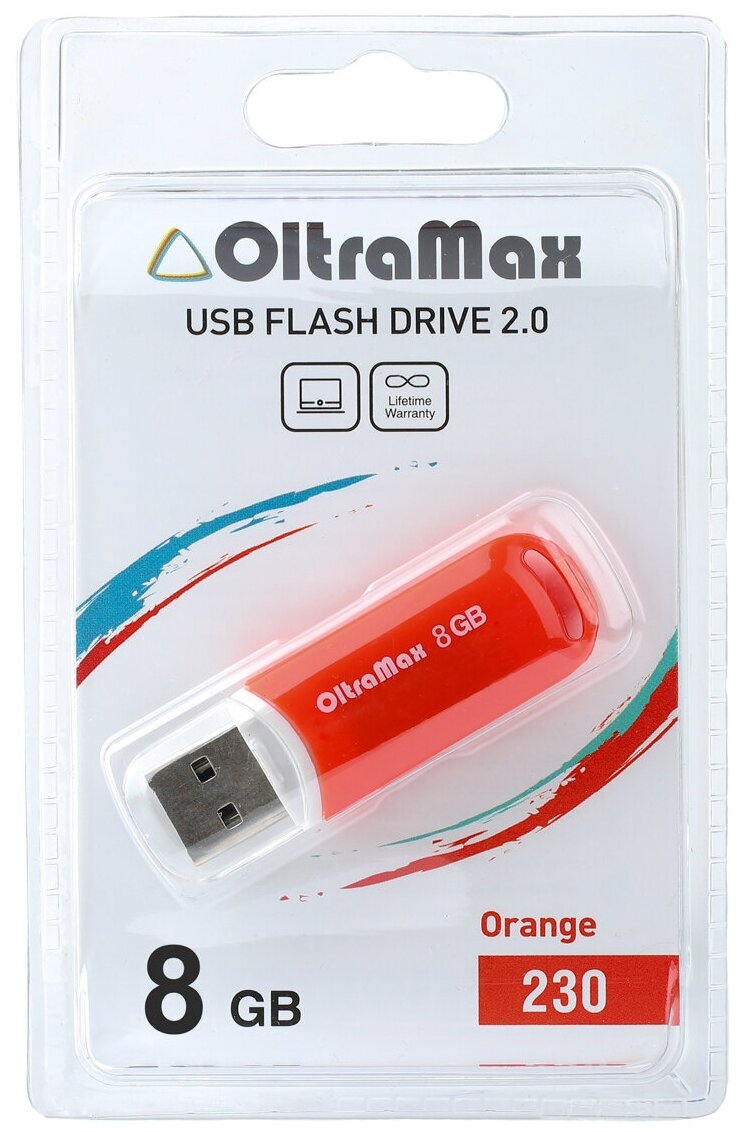 Флешка OltraMax 230 8 ГБ, orange