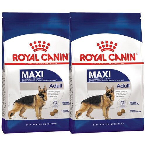 royal canin maxi adult 5 полнорационный сухой корм для взрослых собак крупных пород старше 5 лет Сухой корм Royal Canin Maxi Adult для собак крупных размеров от 15 месяцев до 5 лет 1 уп. х 2 шт. х 15 кг