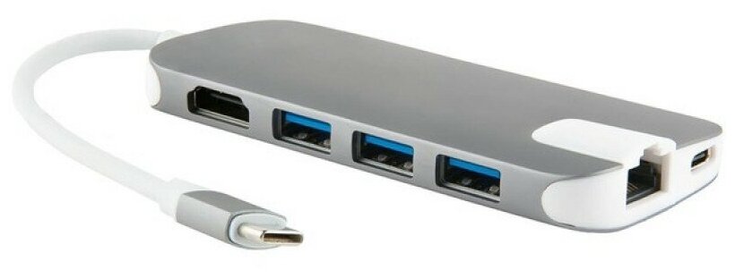 карт-ридеры и хабы USB Адаптер Red Line Multiport Adapter Type-C 8-in-1 Grey УТ000021634 .