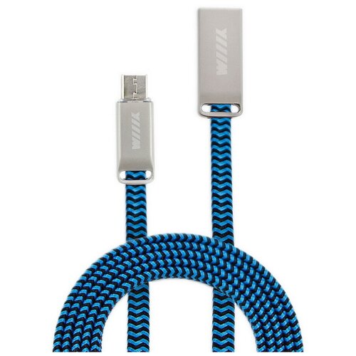 Кабель микро-USB синий шелк CB955-2А-UMU-SK-12BU WIIIX 120см разъем цинк